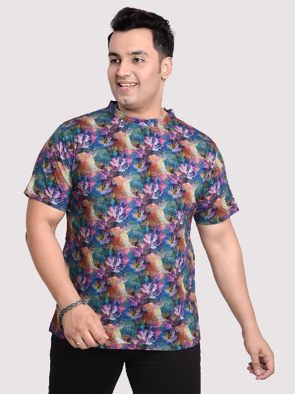Men's Shirts with Cowl NecksTropical Flower Digital Printed Round Neck T-Shirt Men's Plus Size Men's Shirts with Cowl NecksTropical Flower Digital Printed Round Neck T-Shirt Men's Plus Size