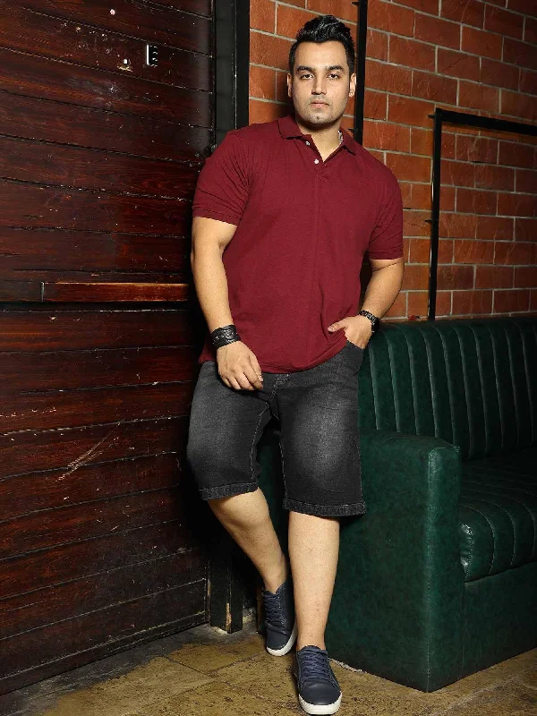 Men's Shirts with Animal PrintsMaroon Solid Polo Collar Pure Cotton T-SHIRT Men's Plus Size Men's Shirts with Animal PrintsMaroon Solid Polo Collar Pure Cotton T-SHIRT Men's Plus Size