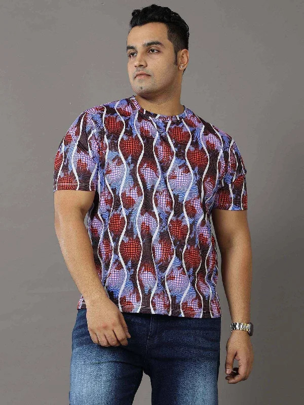 Men's Shirts with Asymmetrical HemlinesAbstract Printed Round Neck T-Shirt Men's Plus Size Men's Shirts with Asymmetrical HemlinesAbstract Printed Round Neck T-Shirt Men's Plus Size