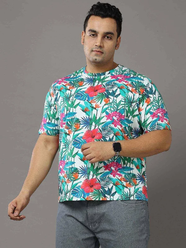 Men's Shirts with French CuffsFloral Digital Printed Round Neck T-Shirt Men's Plus Size Men's Shirts with French CuffsFloral Digital Printed Round Neck T-Shirt Men's Plus Size