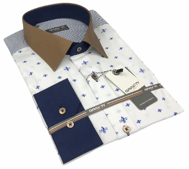 Men's Shirts with Scoop NecksEROS WHITE LONG SLEEVE SPORT SHIRT