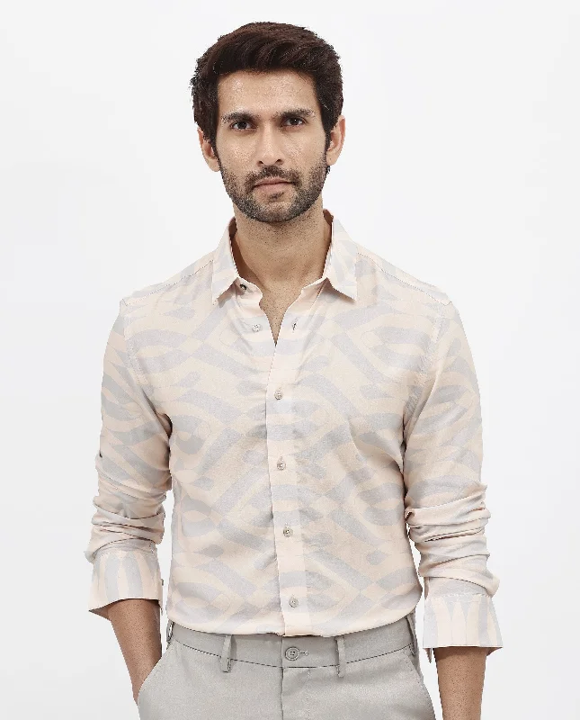 Men's Collared Shirts for Formal OccasionsRare Rabbit Mens Inot Pastel Peach Full Sleeve Regular Fit Abstract Print Shirt Men's Collared Shirts for Formal OccasionsRare Rabbit Mens Inot Pastel Peach Full Sleeve Regular Fit Abstract Print Shirt