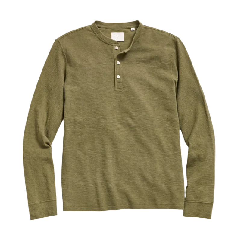 Men's Shirts with Striped PatternsSlub Tuck Henley - Lichen Green