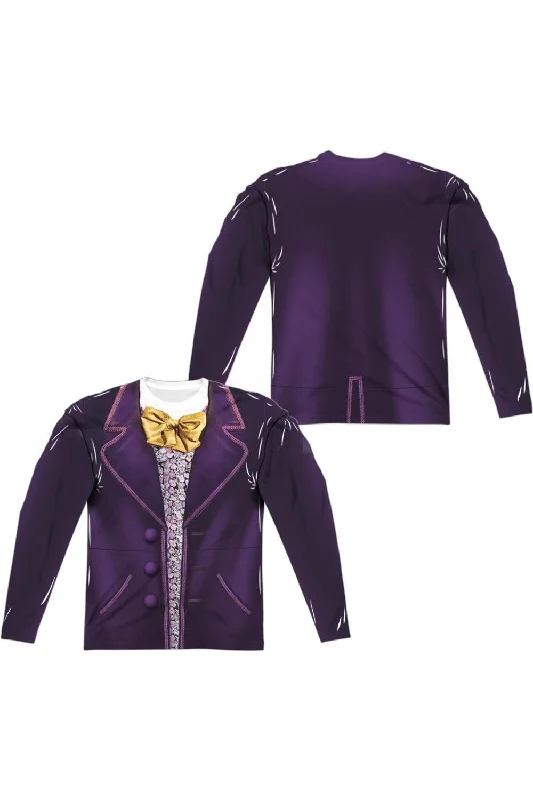 Men's Shirts with Patchwork PatternsWilly Wonka And The Chocolate Factory Wonka Costume (Front/Back Print) Long Sleeve Adult Poly Crew Tee / T-Shirt