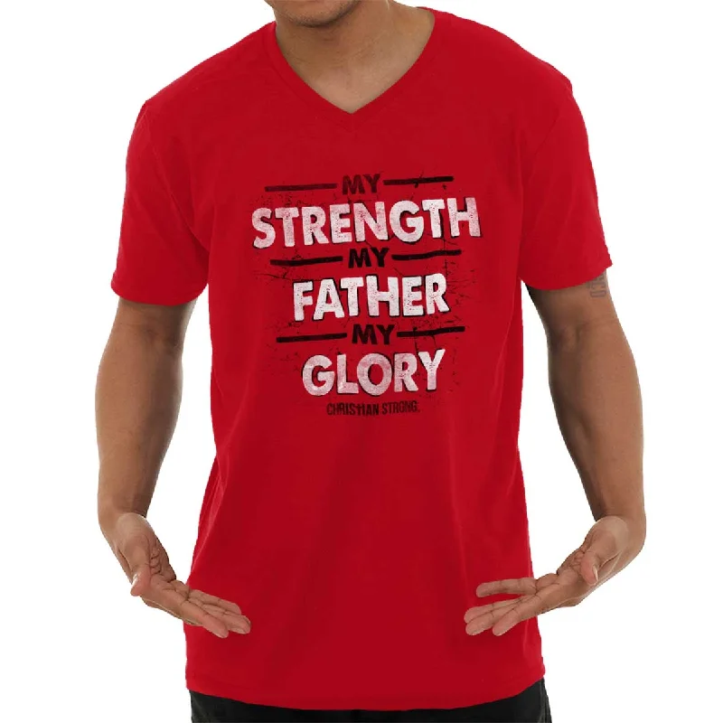 Breathable Men's Mesh TopsStrength Father Glory V-Neck T-Shirt