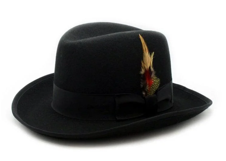 Customized Baseball CapsMen's GodFather Wool Felt Hat color Black
