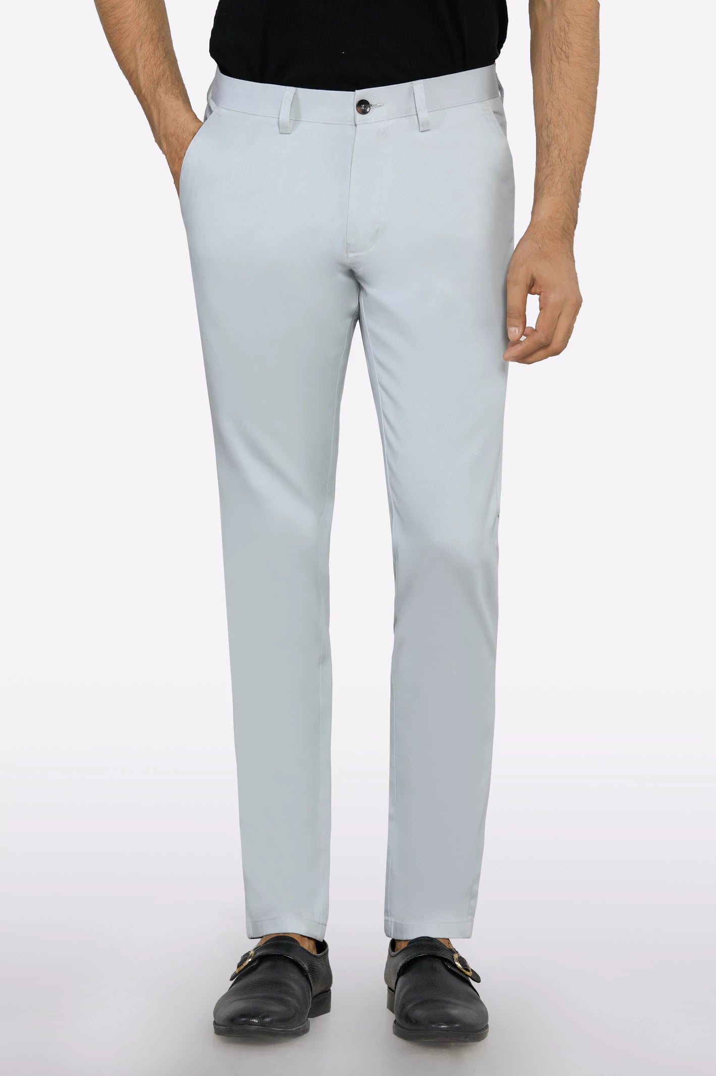 Men's Pants with Graphic PrintsLight Blue Smart Fit Cotton Chino