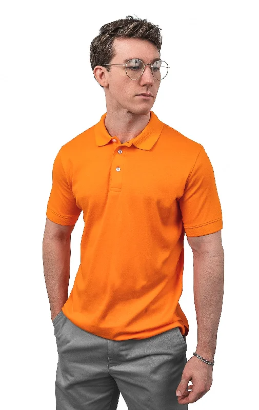 Breathable Men's Mesh TopsCLEOCOTTON ORANGE POLO SHIRT