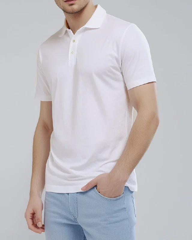 Men's Shirts with Belt LoopsEZS Aria White Polo
