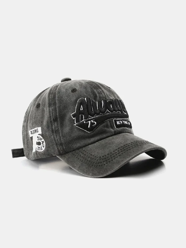 Adjustable Sun HatsAlways Slogan Embroidery Washed Distressed Baseball Cap