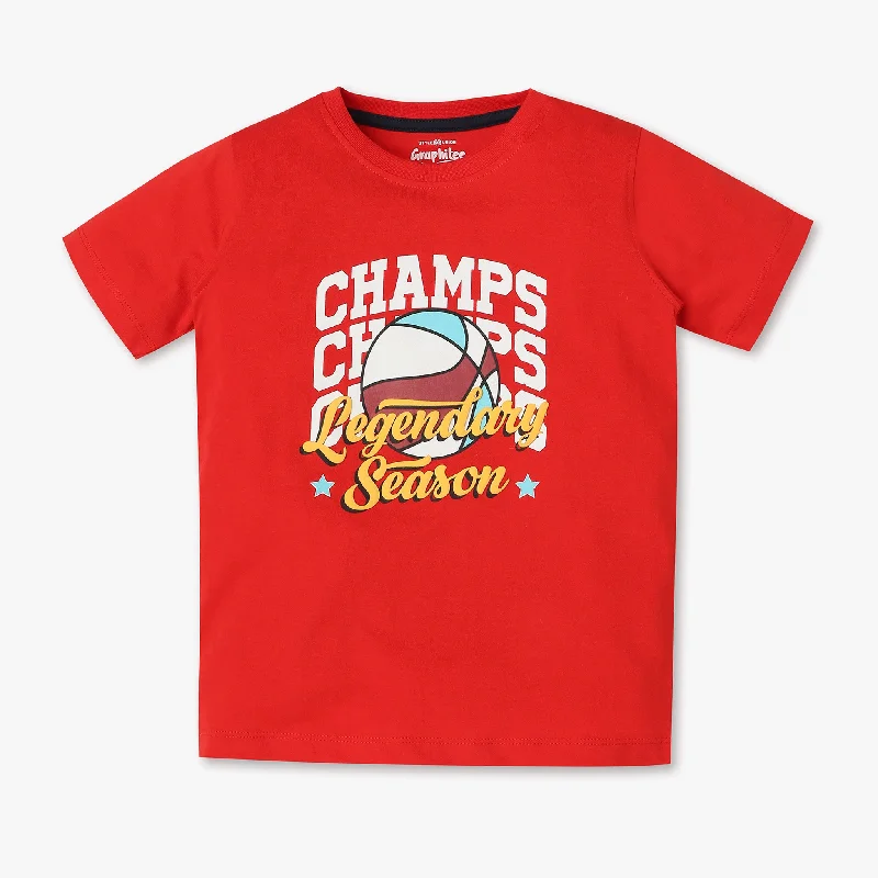 Men's Shirts with Embellished HemlinesBoys Regular Fit Graphic T-Shirt