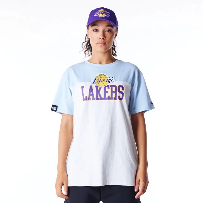 Men's Shirts for HuntingLA Lakers Womens NBA Pastel Blue Oversized T-Shirt