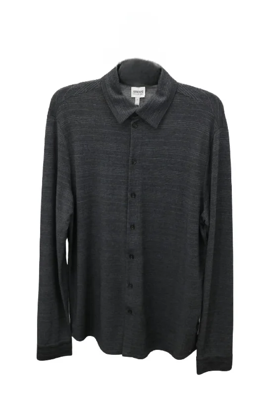 Men's Muscle Fit T-Shirts for a Body-Hugging FitLong Sleeve Button Down Shirt In Grey Men's Muscle Fit T-Shirts for a Body-Hugging FitLong Sleeve Button Down Shirt In Grey