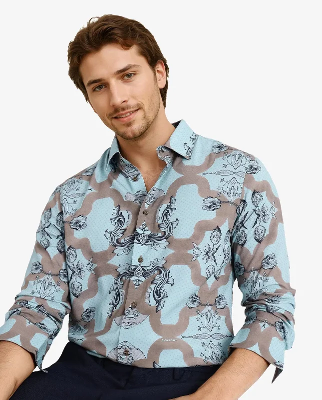 Men's Golf Shirts for On-Course StyleRare Rabbit Men Firce Dusky Turq Cotton Fabric Full Sleeve Decorative Print Regular Fit Shirt Men's Golf Shirts for On-Course StyleRare Rabbit Men Firce Dusky Turq Cotton Fabric Full Sleeve Decorative Print Regular Fit Shirt