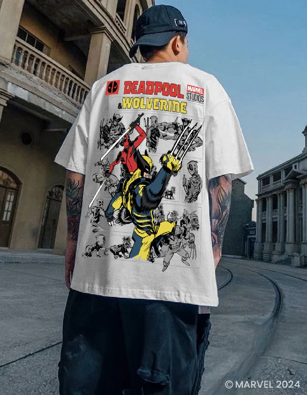 Men's Shirts with Hidden ButtonsPREPARE FOR TROUBLE? Marvel Super Hero White Oversized Deadpool T-Shirt Men's Shirts with Hidden ButtonsPREPARE FOR TROUBLE? Marvel Super Hero White Oversized Deadpool T-Shirt