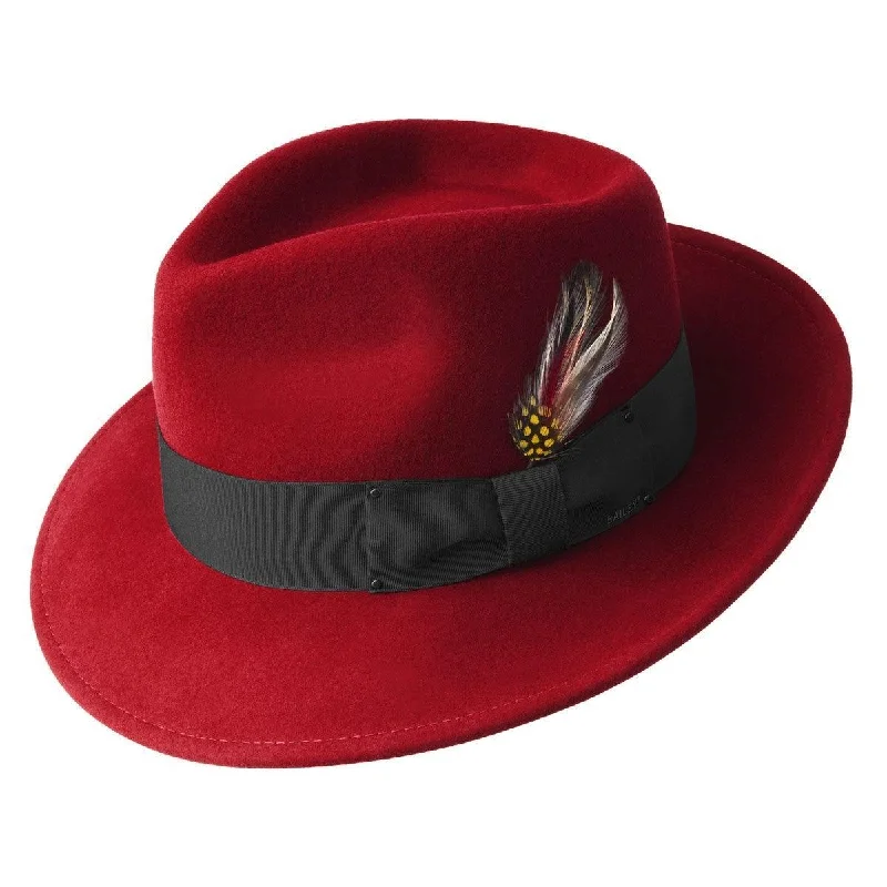 Reversible Bucket HatsMen's Fedora Hat by Bailey of Hollywood Color  Red with Black Band