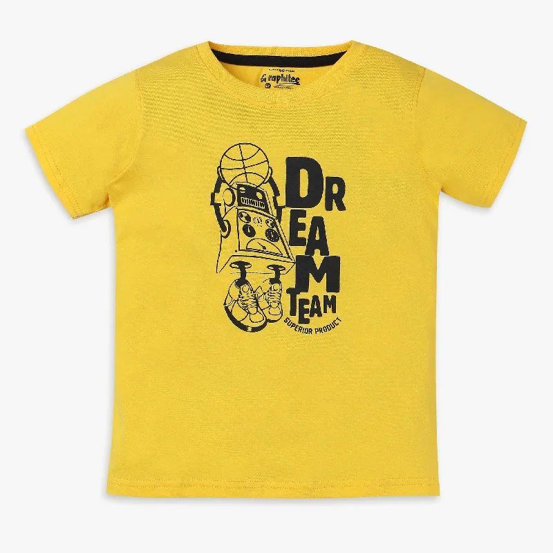 Men's Shirts with Ruffled HemlinesBoys Regular Fit Printed T-Shirt