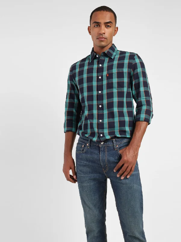 Lightweight Men's Poplin ShirtsMen's Checkered Slim Fit Shirt