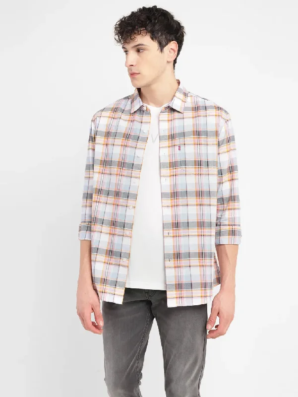 Breathable Men's Linen ShirtsMen's Checkered Slim Fit Shirt