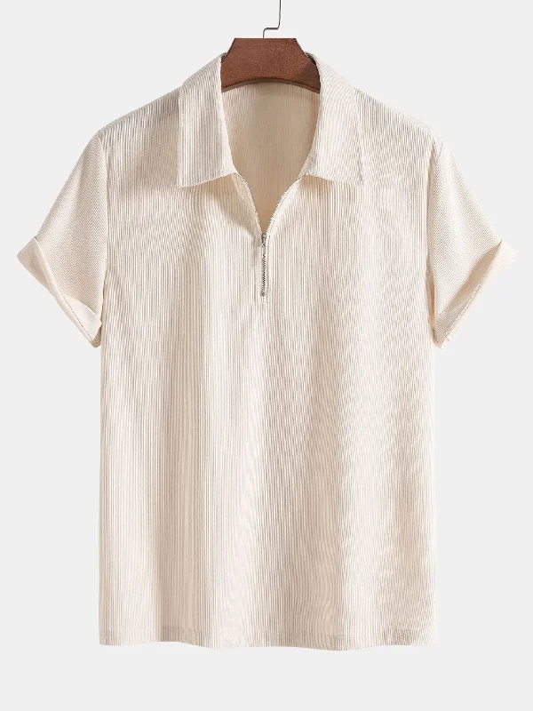 Men's Shirts with French CuffsStretch Corduroy Zip Polo Shirt