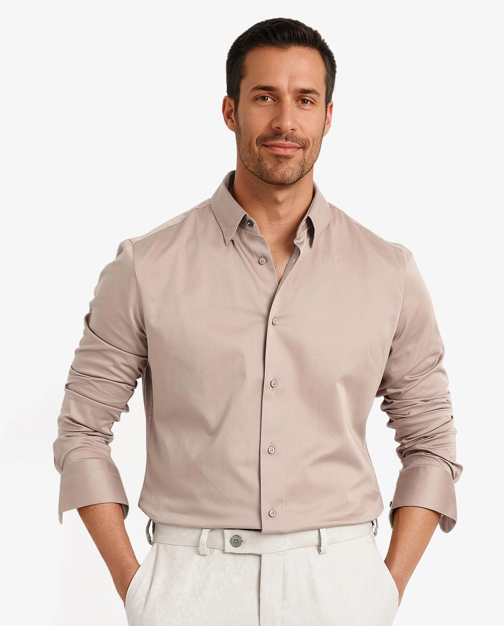 Men's Unique Dress Shirts for a Statement LookRare Rabbit Men Como-5 Dusky Peach Cotton Lycra Fabric Full Sleeve Regular Fit Plain Satin Shirt Men's Unique Dress Shirts for a Statement LookRare Rabbit Men Como-5 Dusky Peach Cotton Lycra Fabric Full Sleeve Regular Fit Plain Satin Shirt