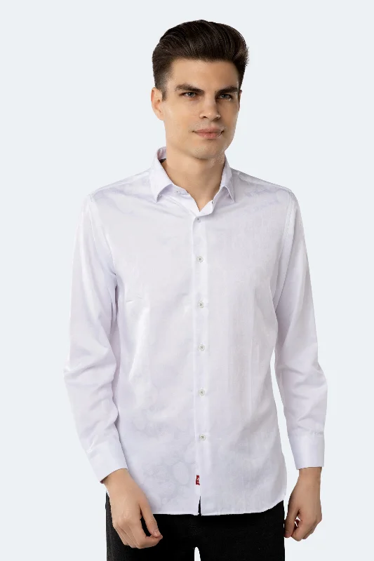 Men's Striped Shirts for a Maritime TwistWhite on White Jacquard Skulls Shirt