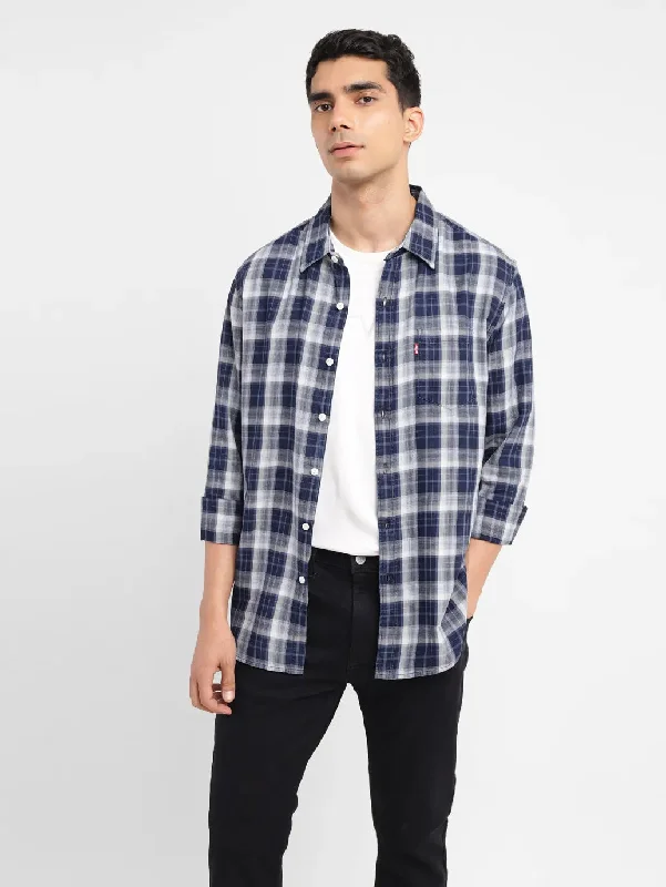Men's Dressy Button-Down Shirts for Formal OccasionsMen's Checkered Slim Fit Shirt