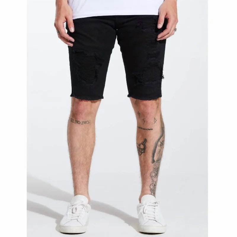 Men's Pants with Ripped and Distressed DetailsMen's Rip & Repair Spencer Shorts In Jet Black Men's Pants with Ripped and Distressed DetailsMen's Rip & Repair Spencer Shorts In Jet Black