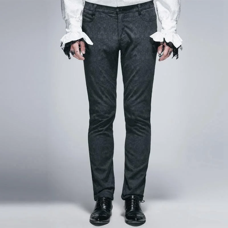 Men's Pants with Elastic CuffsMen's Punk Classic Brocade Trousers