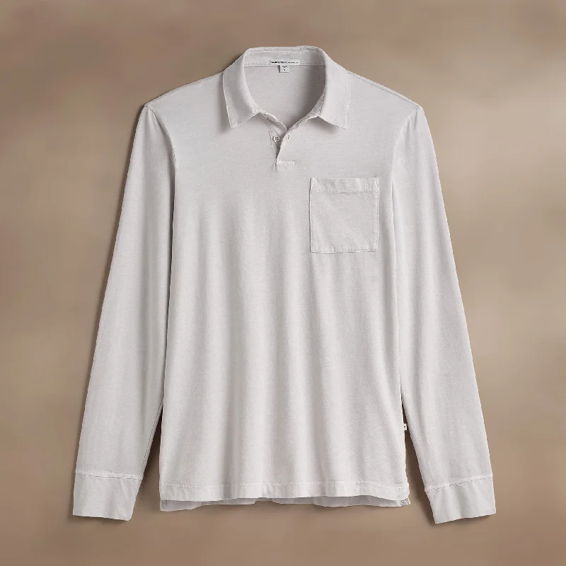 Men's Three-Quarter Sleeved TopsSueded Jersey Rugby Polo - Light Mist Pigment