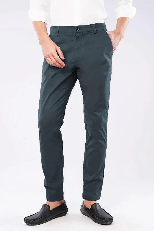 Men's Pants with Faux Leather PatchesSlim Fit Chinos - Greyish Blue