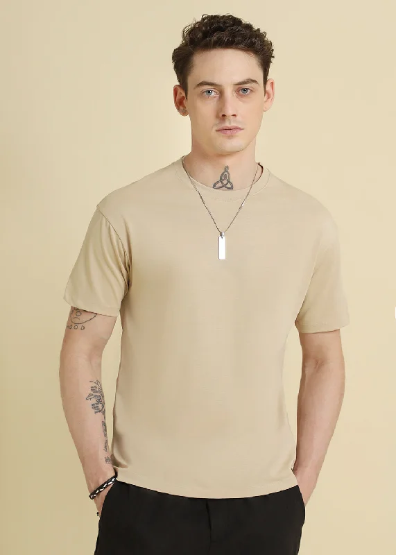 Comfortable Men's Polo ShirtsBeige Basic Regular Fit T-shirt