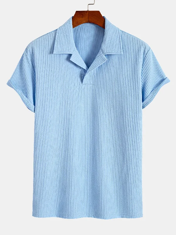 Men's Shirts with Mock NecksRibbed Cuban Collar Polo