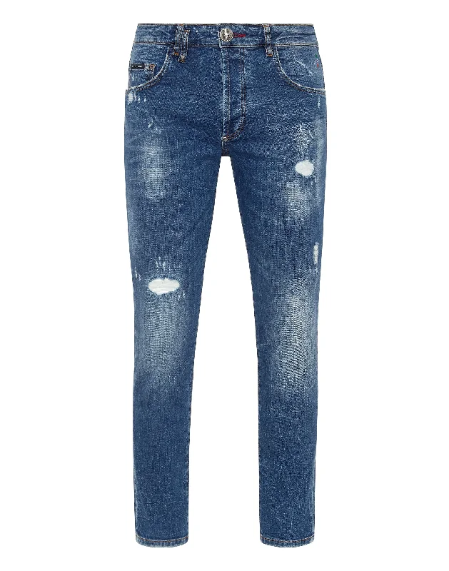 Jeans for Men with a Athletic BuildDenim Trousers Skinny Fit Lion Circus