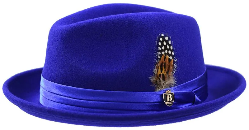 Stylish Baseball Hats for MenRoyal Blue Fedora Wool Felt Dress Hat