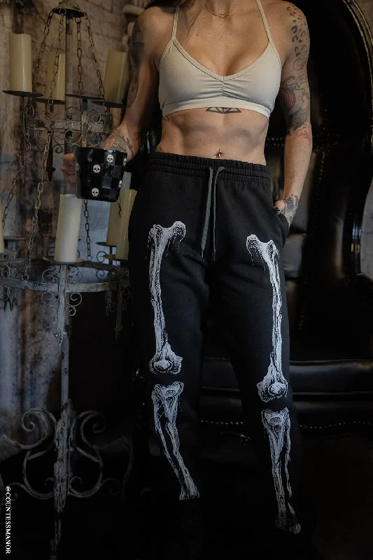 Men's Pants with Contrast Fabric PanelsDead Inside Skeleton Joggers