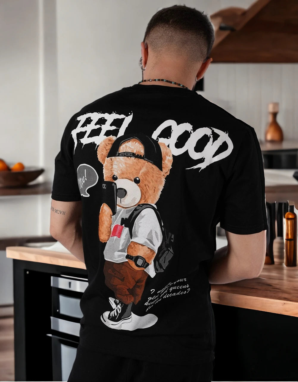 Men's Shirts with Embellished SleevesGraphic Tee