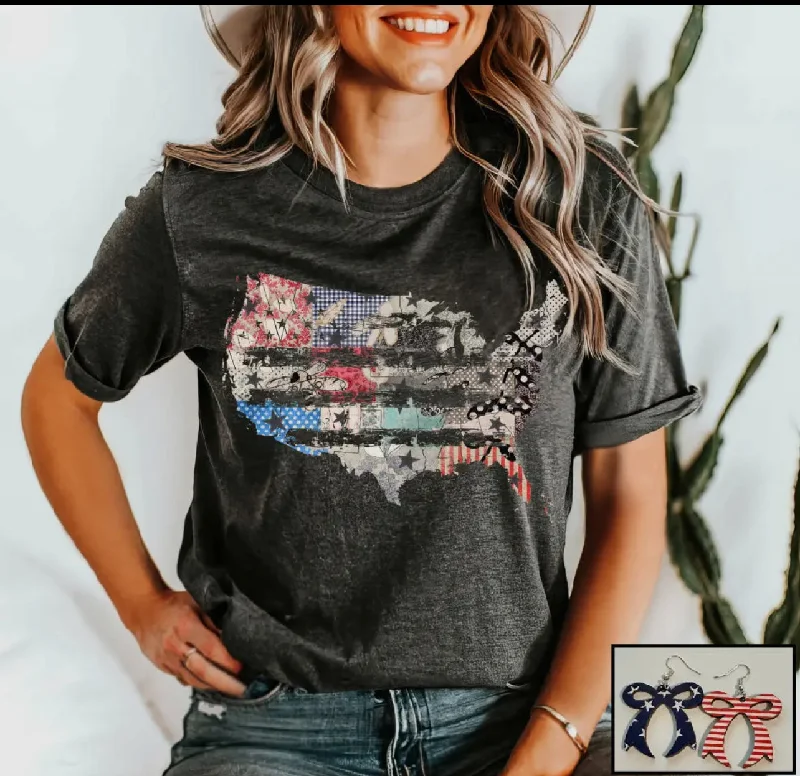 Warm Men's Fleece-Lined TopsT-shirt - Americana Flag Graphic Bella Cancas, Dark Gray, Also Plus Size Warm Men's Fleece-Lined TopsT-shirt - Americana Flag Graphic Bella Cancas, Dark Gray, Also Plus Size