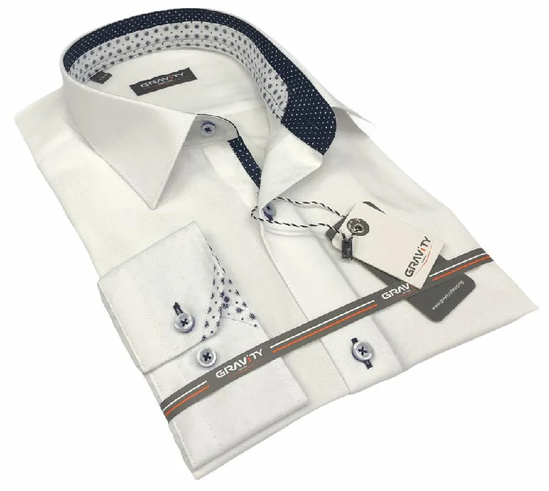 Men's Shirts with Adjustable HemlinesBROCK WHITE LONG SLEEVE SPORT SHIRT