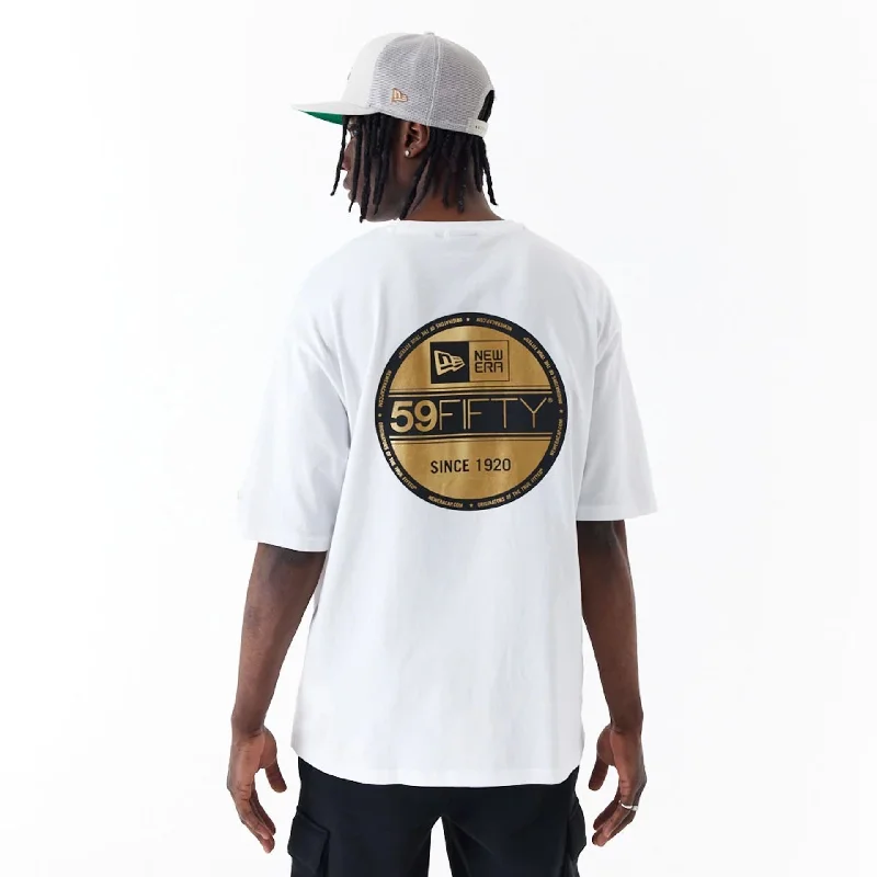 Comfortable Men's Polo ShirtsNew Era Sticker White Oversized T-Shirt