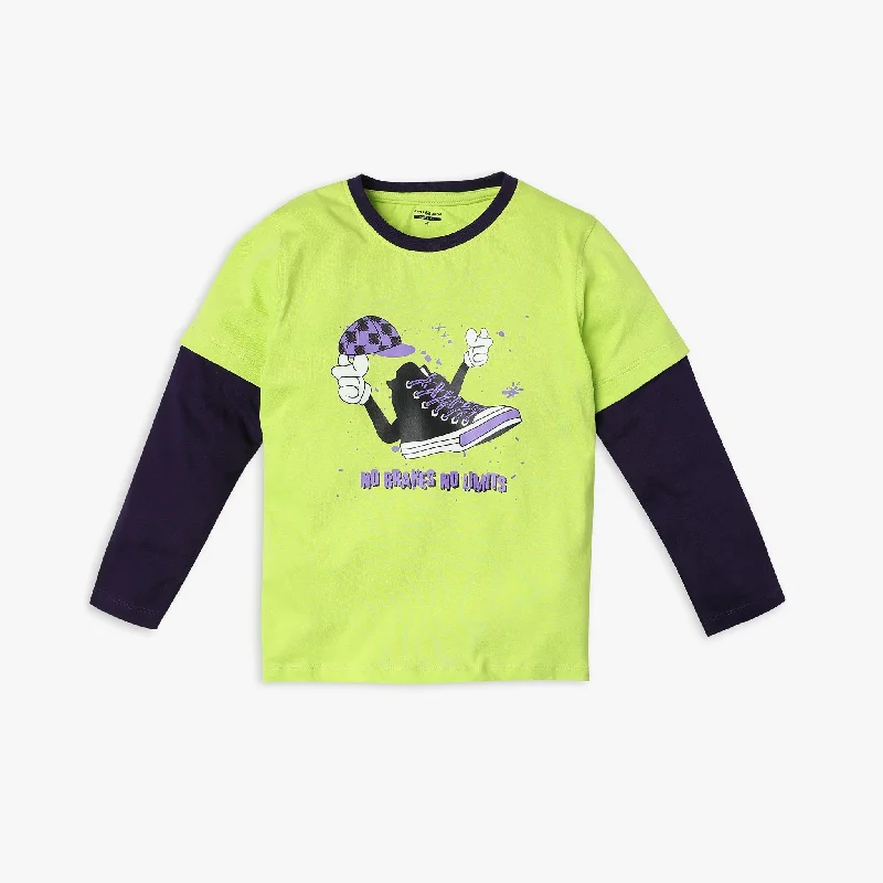 Men's Shirts with Hook-and-Loop ClosuresBoy's Regular Fit Printed T-Shirt