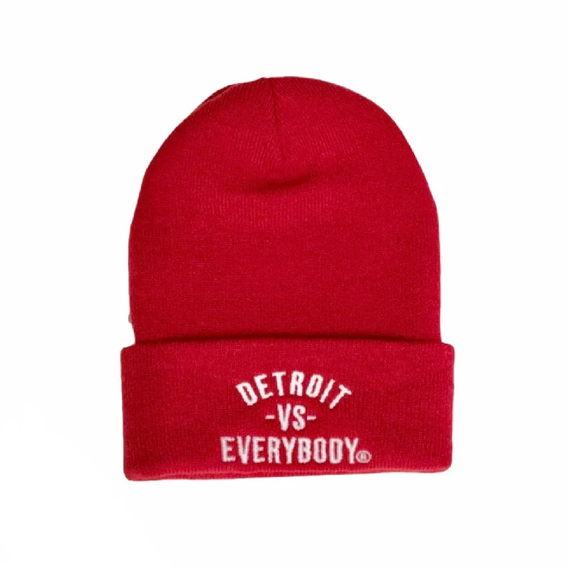 Trendy Work HatsDetroit Vs Everybody Knit Beanie (Red)