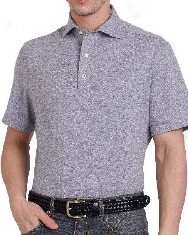 Men's Shirts with Adjustable HemlinesEZS Grey Soft Polo