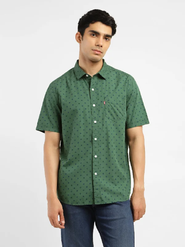 Men's Fishing Shirts for Water SportsMen's Geometric Print Slim Fit Shirt