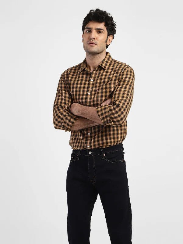 Men's Solid-Colored Shirts for VersatilityMen's Checkered Spread Collar Shirt