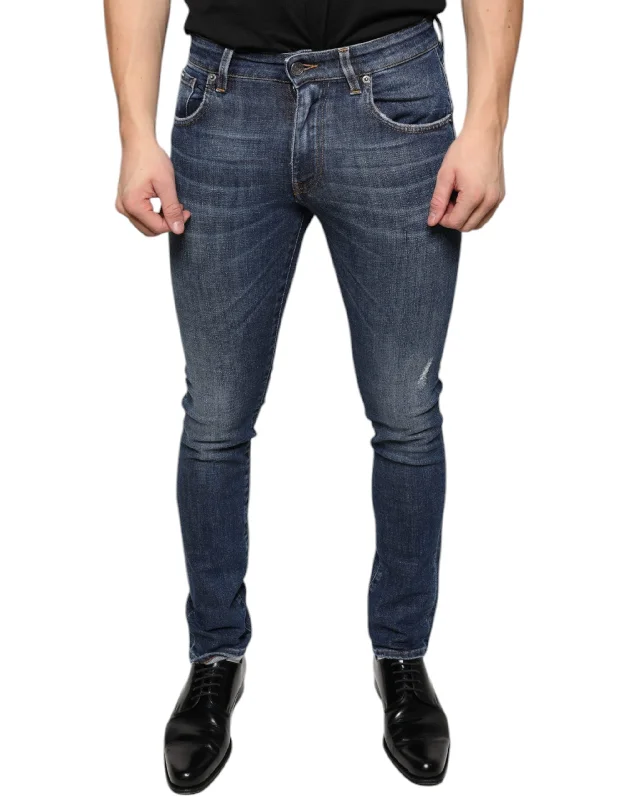Affordable Designer Men's JeansDolce & Gabbana   Washed Cotton Skinny  Men's Jeans