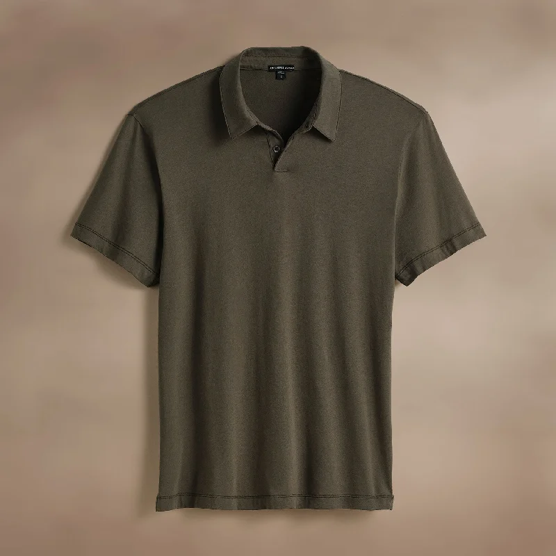 Men's Shirts with Wingtip CollarsBrushed Lotus Polo - Army Green