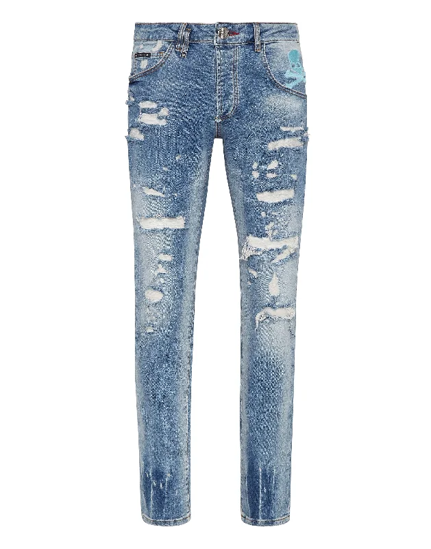 Baggy Men's JeansDenim Trousers Super Straight Cut Skull&Bones