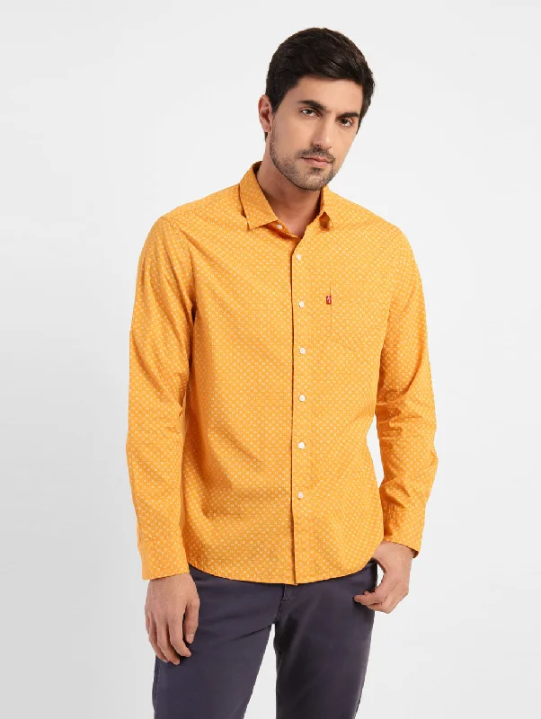 Men's Cufflink-Ready Shirts for Formal EventsMen's Geometric Print Slim Fit Shirt