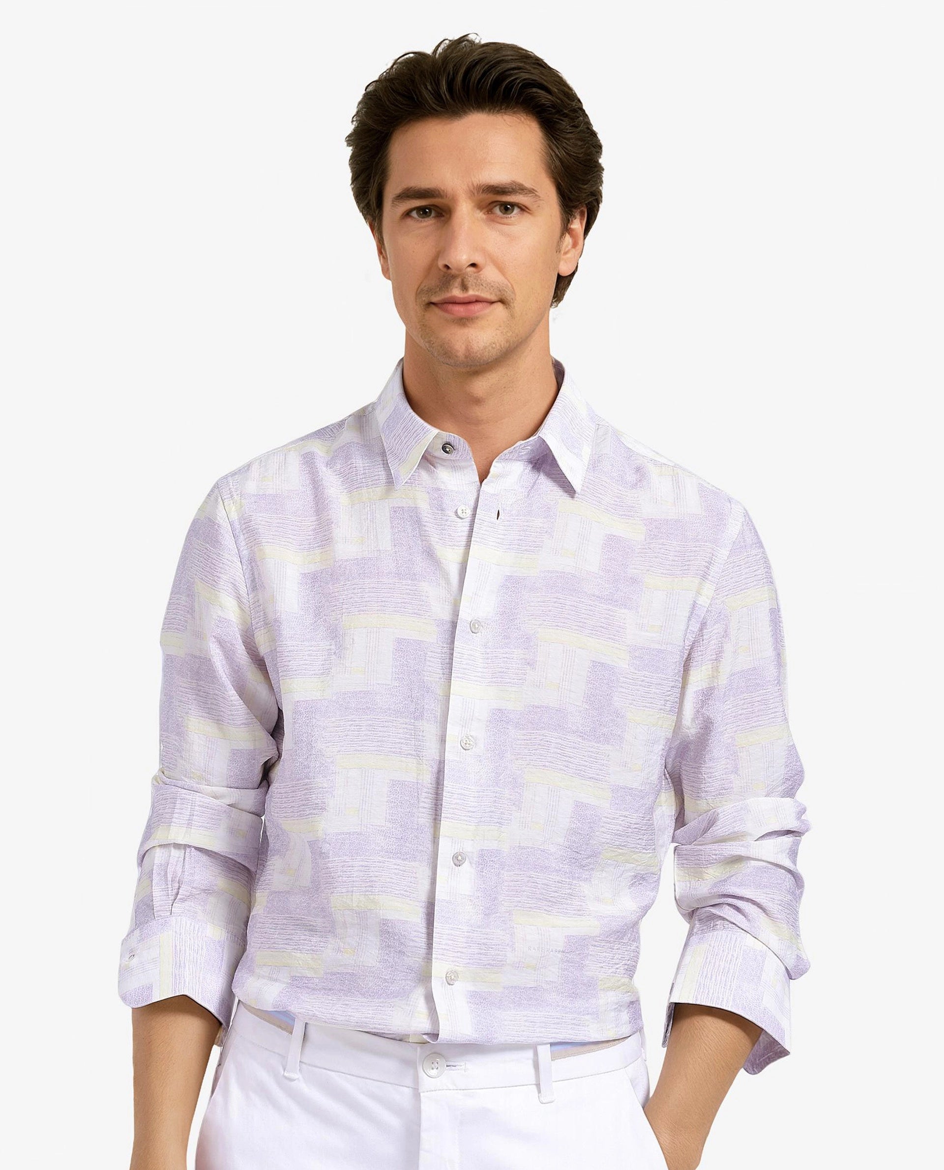 Classic Men's Dress ShirtsRare Rabbit Men Whimsy Pastel Pink Full Sleeve Regular Collar Button Closure Regular Fit Abstract Print Shirt Classic Men's Dress ShirtsRare Rabbit Men Whimsy Pastel Pink Full Sleeve Regular Collar Button Closure Regular Fit Abstract Print Shirt